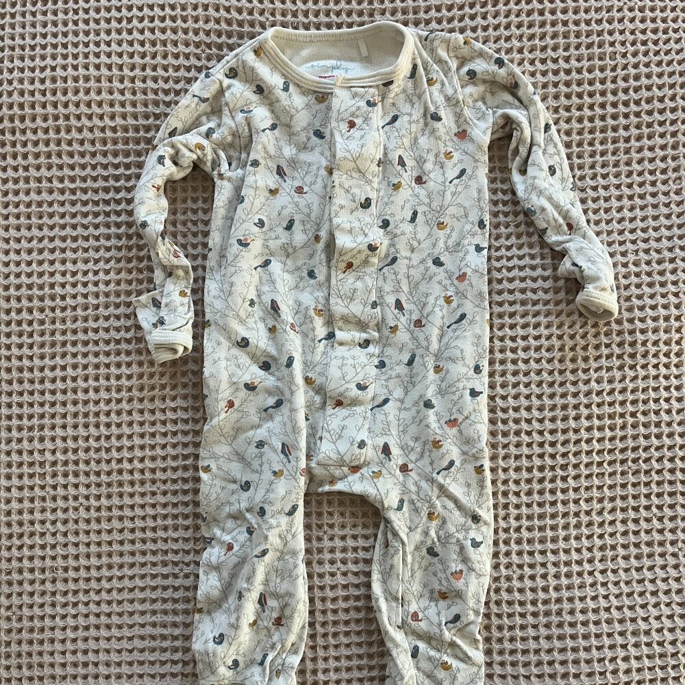 Simply "magnetic me" footie 3-6Mo floral pattern with birds